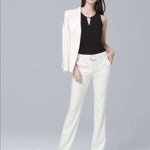 White House Black Market pinned stripped white pants size 8.
